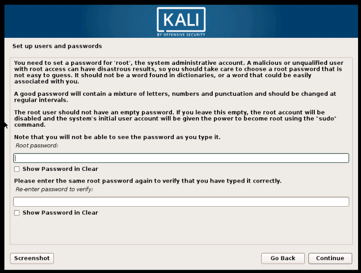 set root password on kali Linux